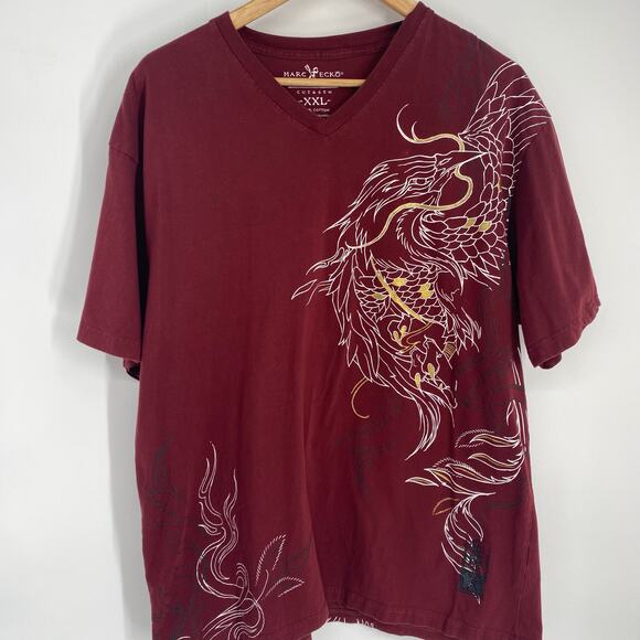 Marc Echo Top Men’s XXL Maroon Vintage Y2k 90s Dragon Streetwear Graphic - Picture 1 of 8